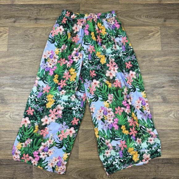 Desigual Boho Floral Wide Leg Pants Tie Waist Sz XL Viscose - Picture 12 of 15